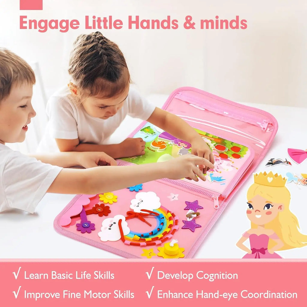 Toddler Busy Board Toys Montessori Life Skills Learning Toy Baby Sensory Toys Fine Motor Activity Board Travel Backpack For Kids